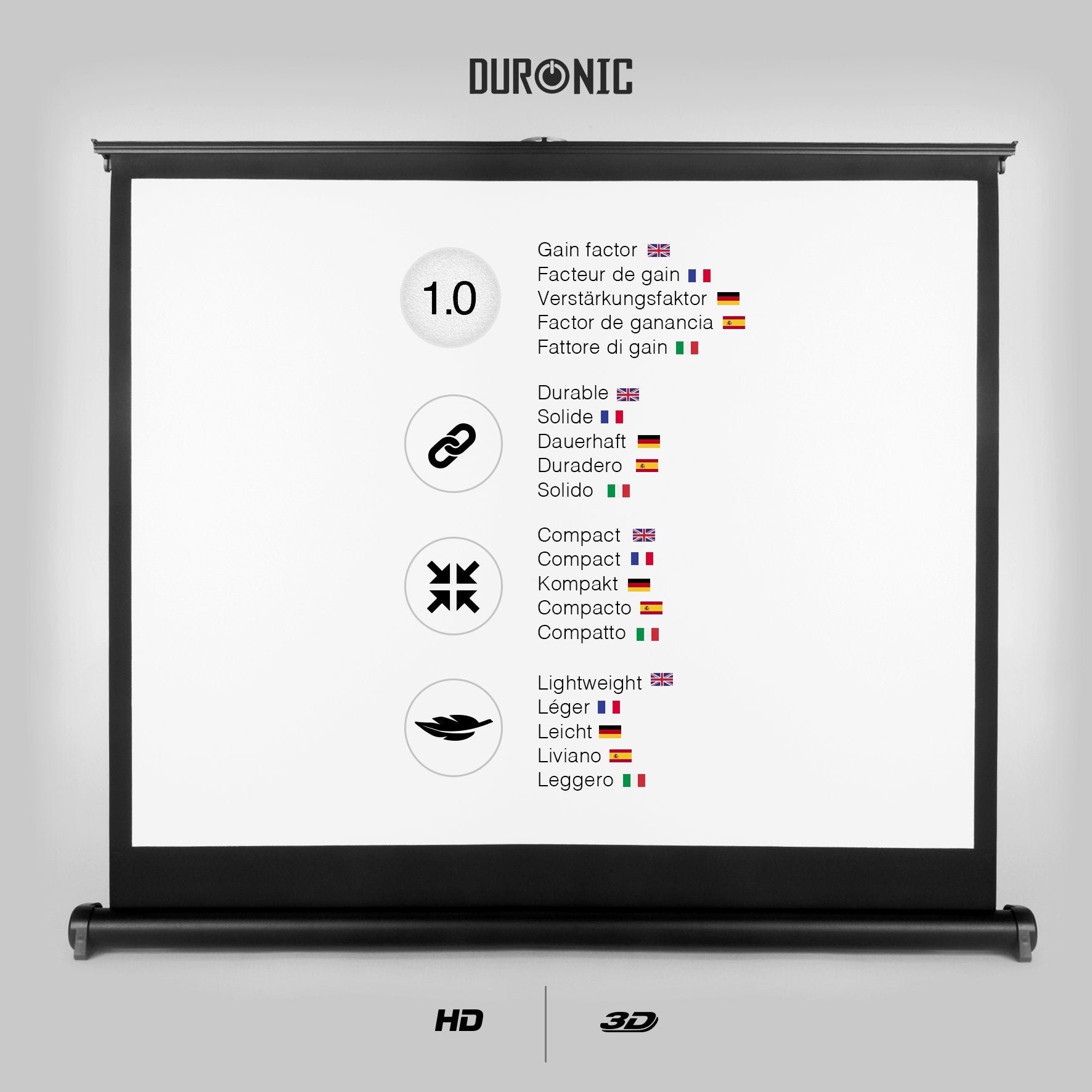 Zoomgoods Projector Screen DPS50 /43, Portable 50” Desktop Projection Screen for School Home Theatre, Table-Top projector screen with 4:3 Ratio