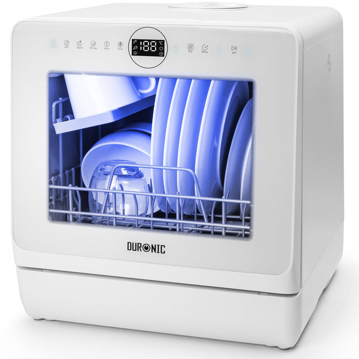 Zoomgoods DW5 WE compact table top dishwasher for cleaning dishes, cutlery, glasses, fruit