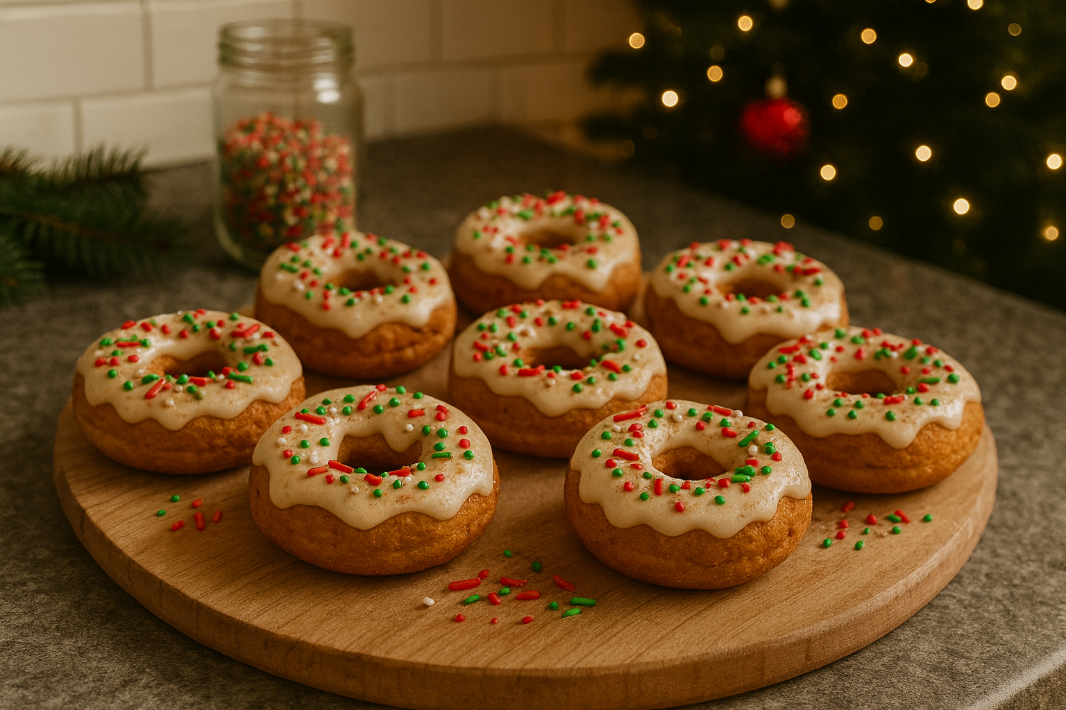 Delicious fresh homemade Christmas doughnuts made using the Zoomgoods AF34 large air fryer