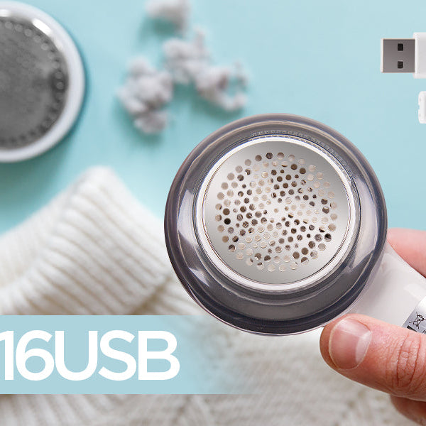 Zoomgoods FS16USB electric fabric shaver removing lint from a sweater
