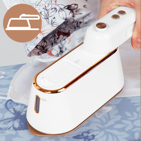 Zoomgoods HS90 vertical steamer portable iron being used on top of ironing board