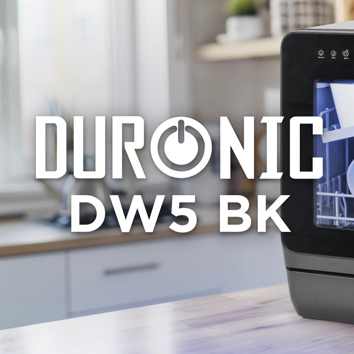 Zoomgoods DW5 BK table top dishwasher on aesthetic countertop kitchen cleaning plates and glass
