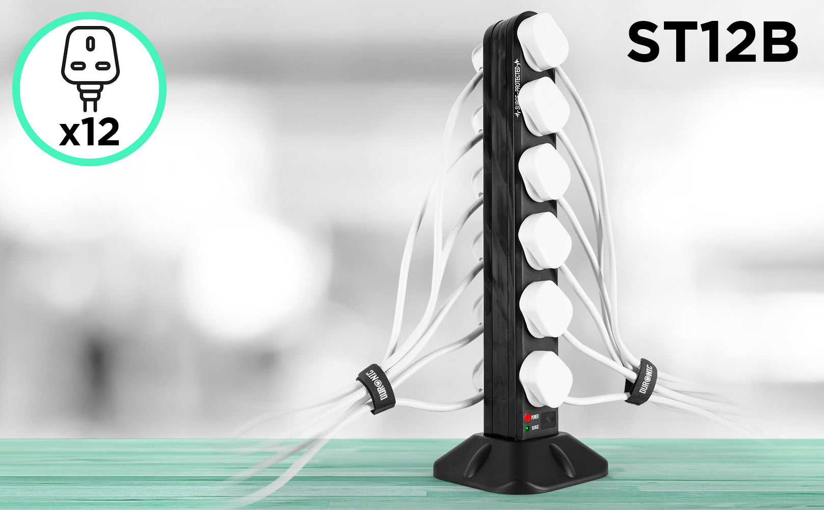 Zoomgoods ST12B surge extension tower for gaming, tv, computer