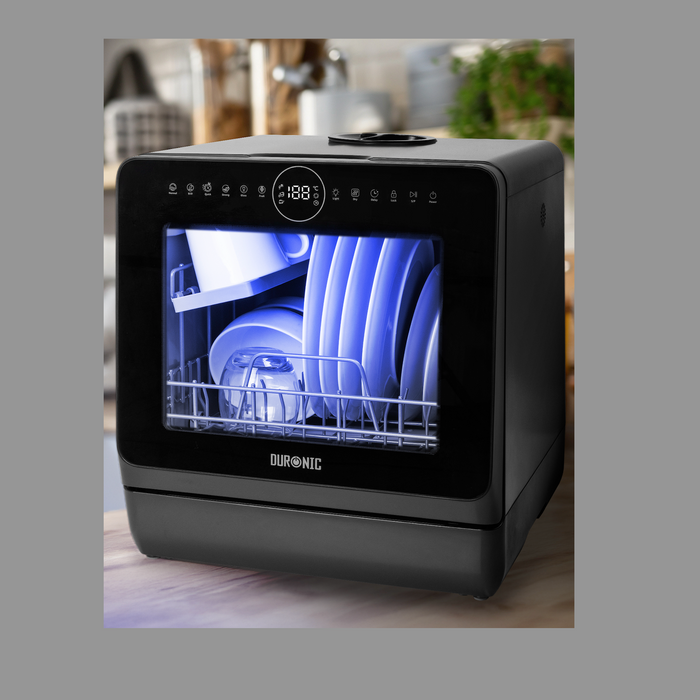 Zoomgoods DW5 BK compact table top dishwasher for cleaning dishes, cutlery, glasses, fruit