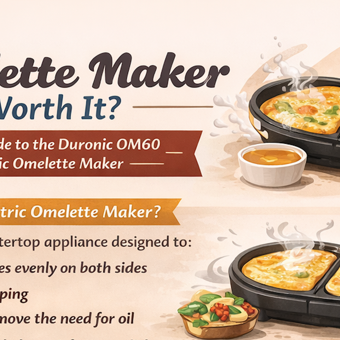 Zoomgoods OM60 electric omelette cooker showcasing what it is designed to do
