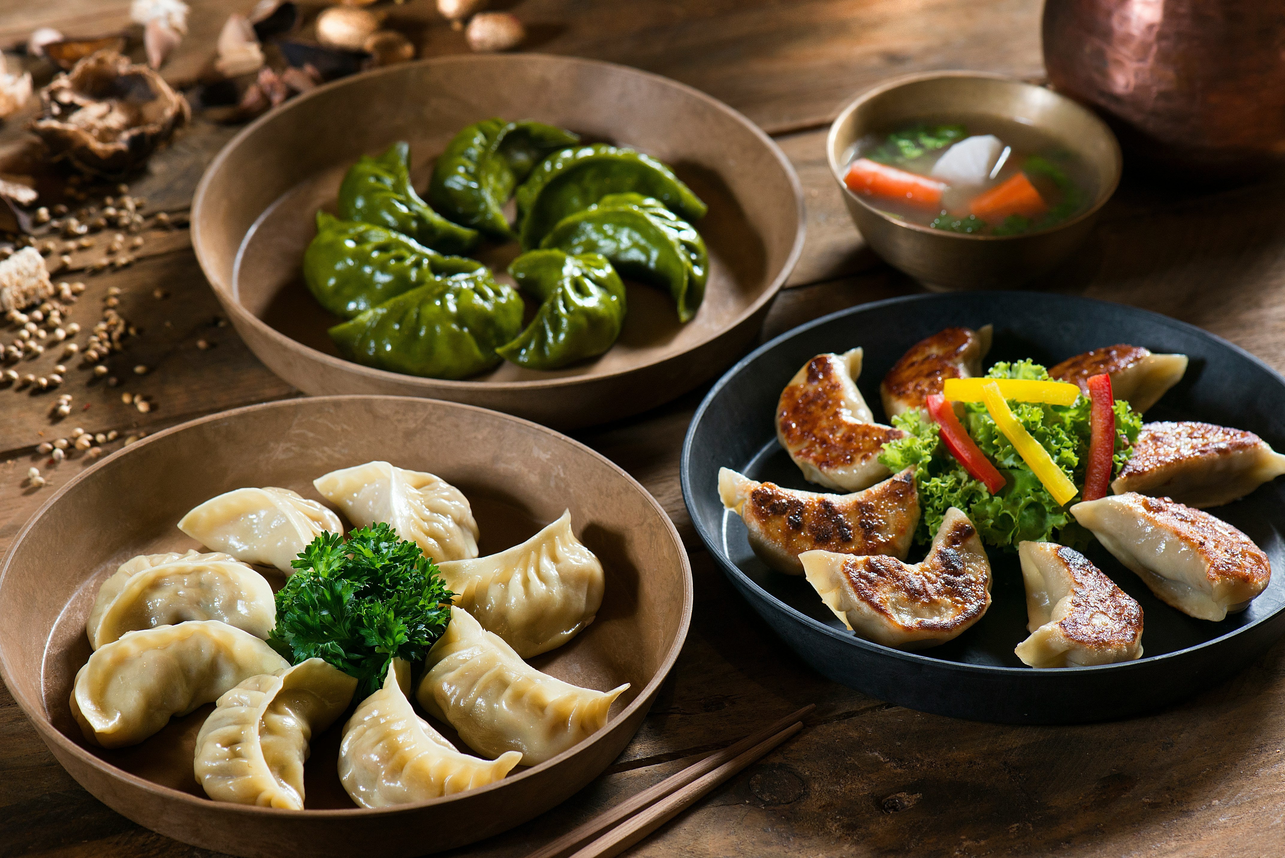 Various dumplings made using the Zoomgoods FS95 electric food steamer