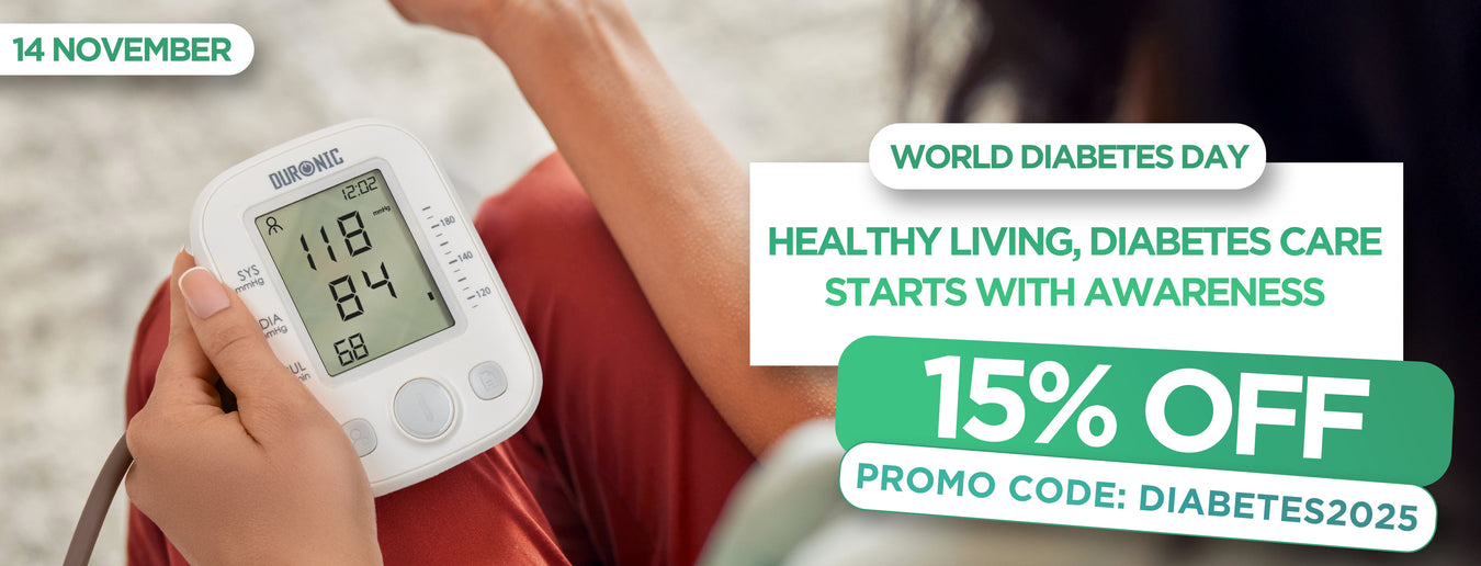 World Diabetes Day 2025, featuring the Zoomgoods blood pressure monitor
