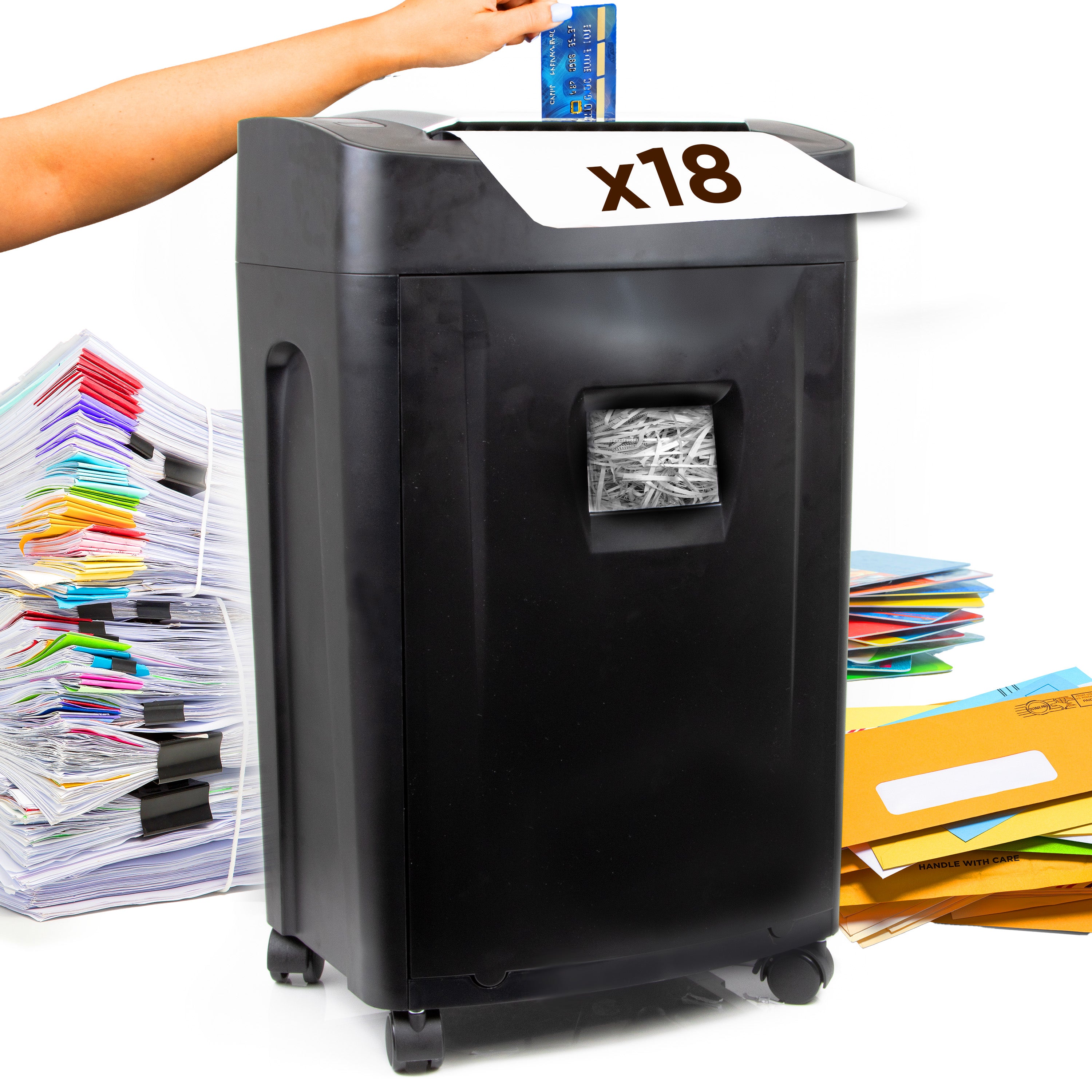 Zoomgoods 18 Sheet XXL Cross Cut Paper Shredder PS991 Extra Large Electric Paper Shredders for Home Office Heavy Duty Shredder with 31L Pull Out Bin Shred CD Card Mail Staple & Clips