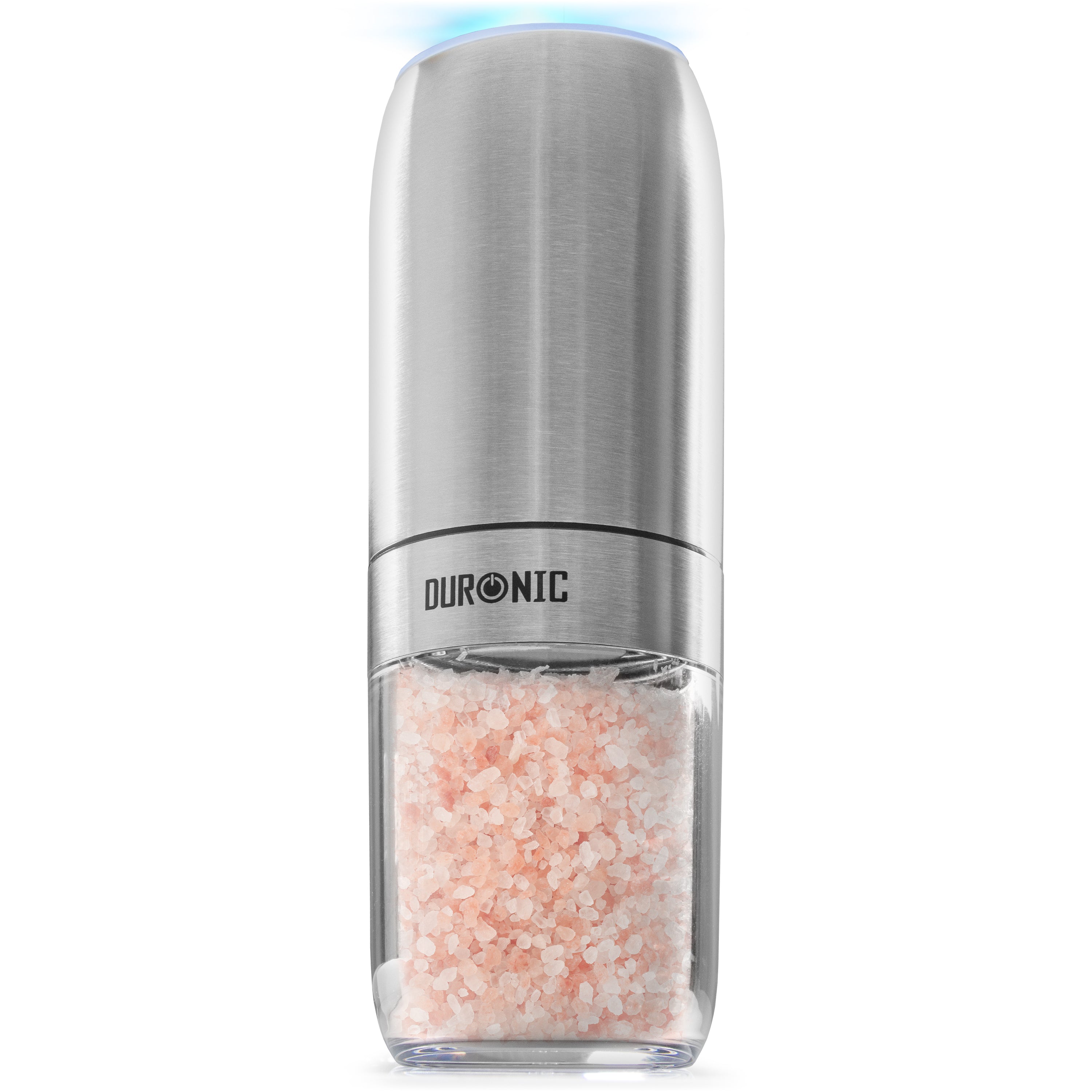 Zoomgoods EMB1 Electric Salt and Pepper Grinder 25W Automatic Gravity Salt Shaker Battery Powered Pepper Mills, One Handed Spice Grinder Combined Mill with LED Light, Adjustable Coarseness