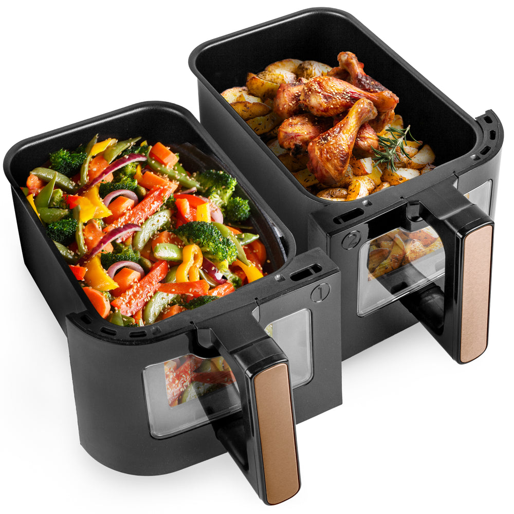 Zoomgoods Twin Drawers AFD2 BG, TWIN DRAWERS ONLY 2024 VERSION ONWARDS, 2 x 5L Drawers Specifically for the AF24 Air Fryer, Two Cooking Trays with Sync Cook and Finish for Dual Zone Air Fryer Black Gold