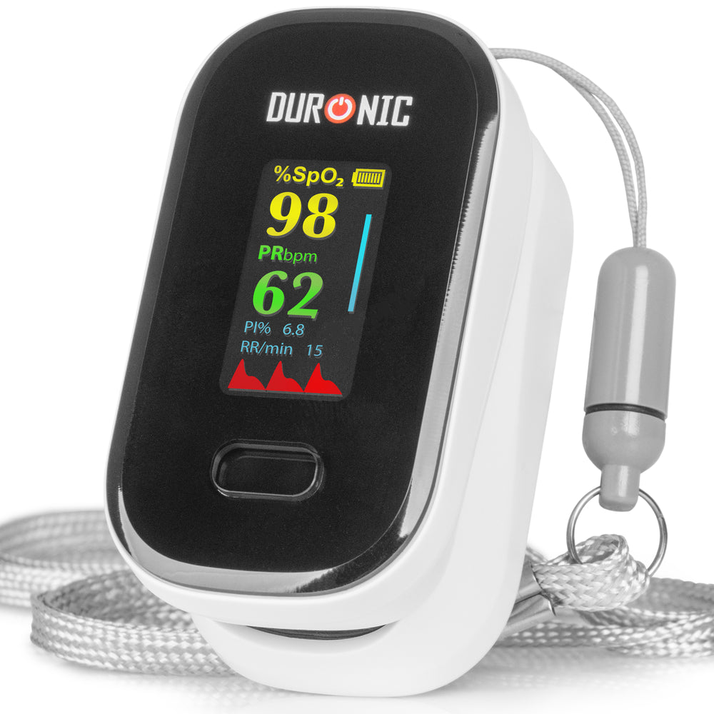Zoomgoods Finger Pulse Oximeter OX02 Blood Oxygen Saturation & Pulse Rate Monitor CE Certified SpO2 Fingertip Monitor for Home Use Portable Latex Free Oximeters with Digital Display & Lanyard