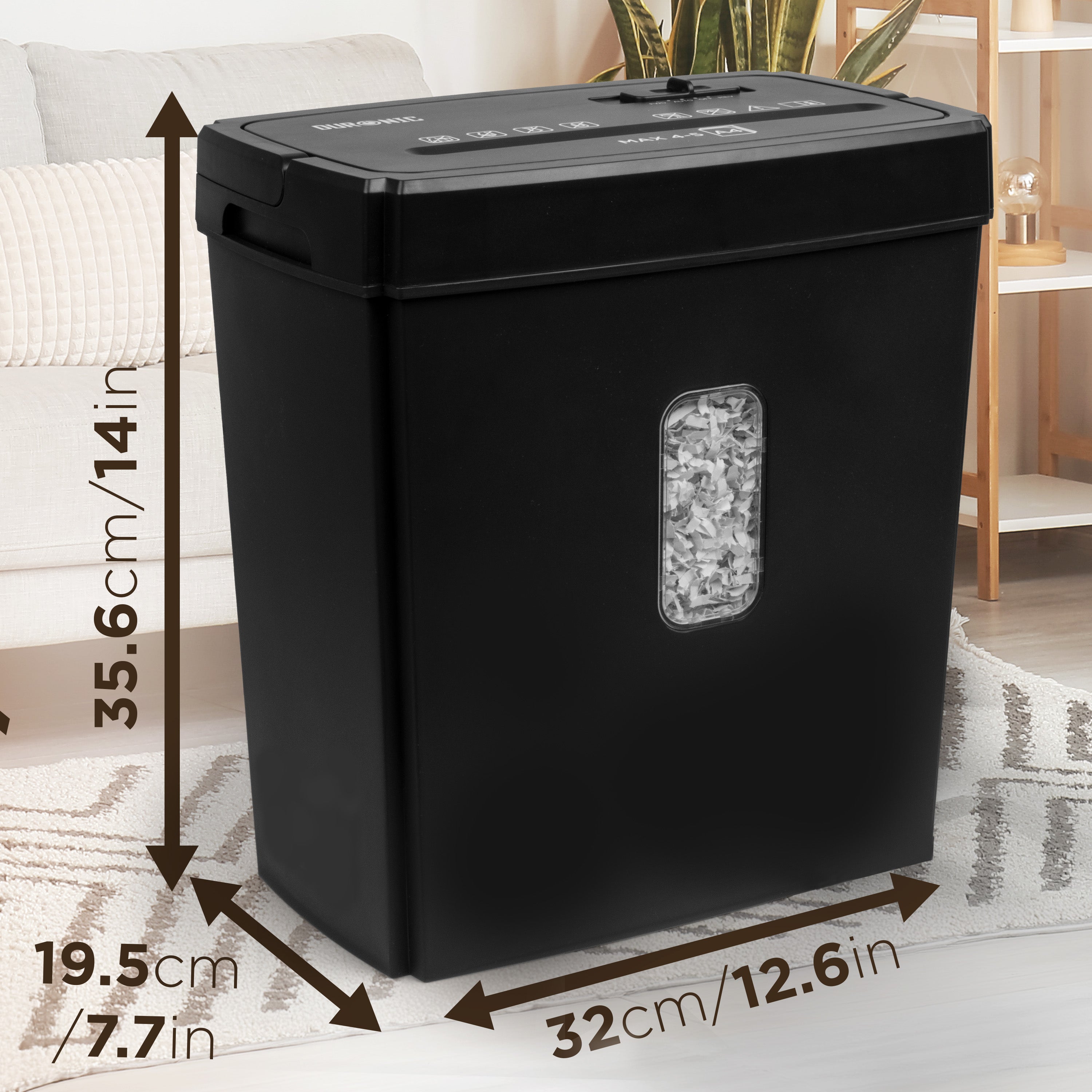 Zoomgoods Micro Cut Paper Shredder PS657, Shred 5 Sheet Heavy Duty Small Mini Electric Shredders, Data Shredding Machine for Home Office Use, Shreds Papers, Credit Cards, Envelopes, Documents - Black P4