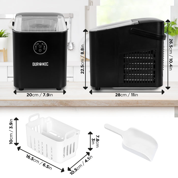 Zoomgoods Ice Maker ICM12, Fast Clear Ice Maker Machine with 6-Min Cycle, Portable Automatic Ice Cube Maker with Ice Scoop & Basket for Home, Office, Bar, BBQ Party, RV 12KG in 24H Self-Cleaning - Black