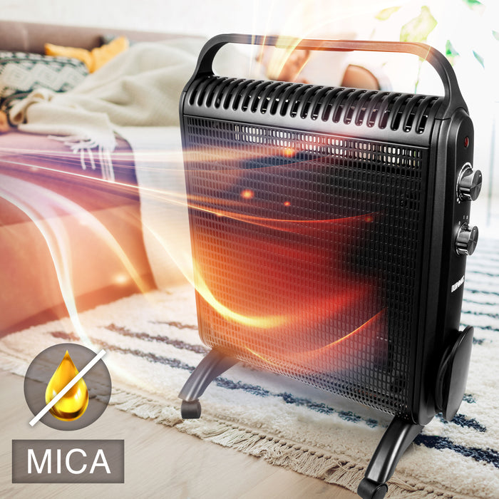 Zoomgoods Electric Heater HV180 BK Oil Free Convection Heaters, Micathermic Panel Heaters, Portable Radiator with Mica Panels Convector Radiators for Heating Up Homes, Bedrooms, Offices & Garage Spaces