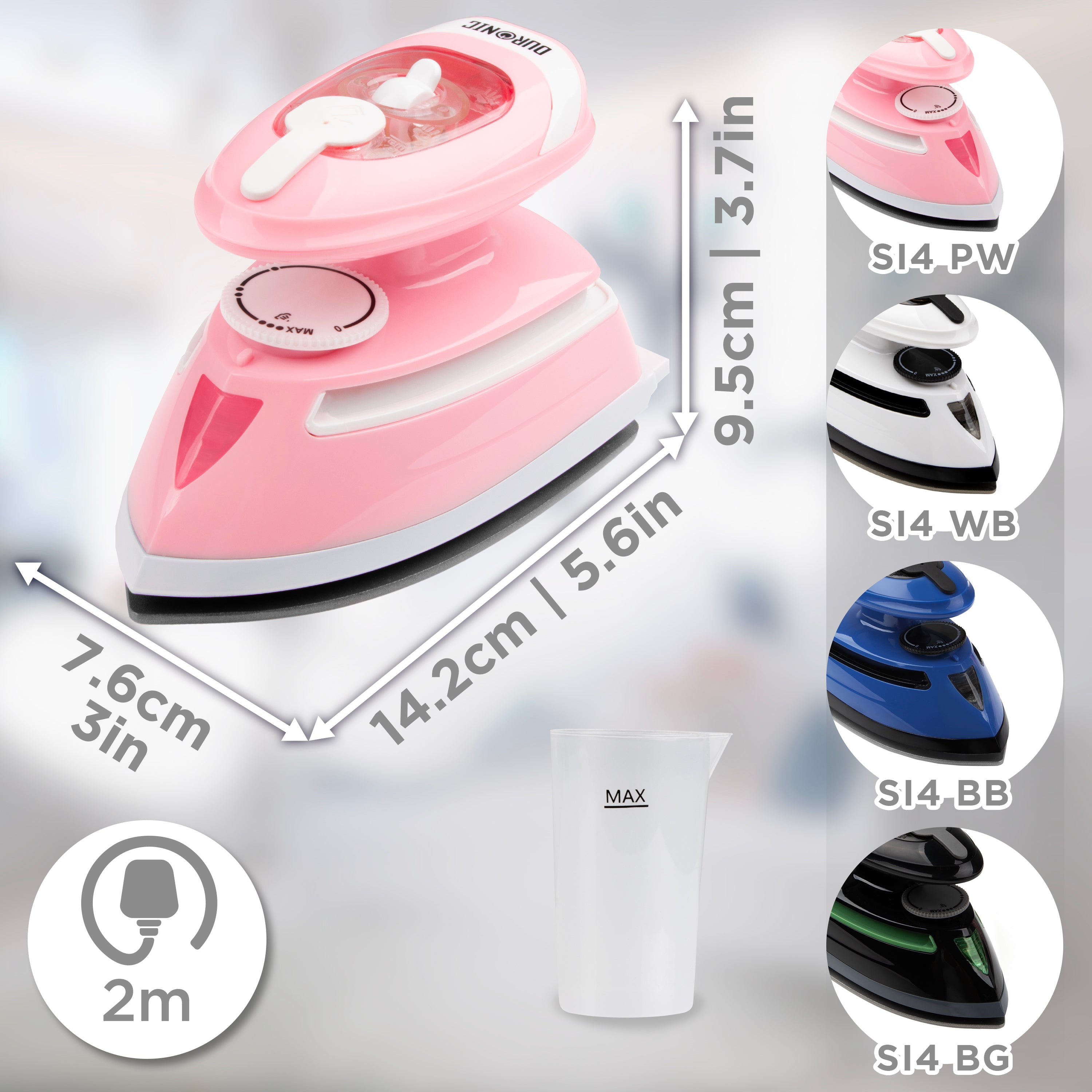 Zoomgoods Travel Iron SI4 PW Portable Steam Irons with Dual Voltage Lightweight Electric Mini Iron with Ceramic Plate 420W Compact Iron for Travelling Sewing & Holidays