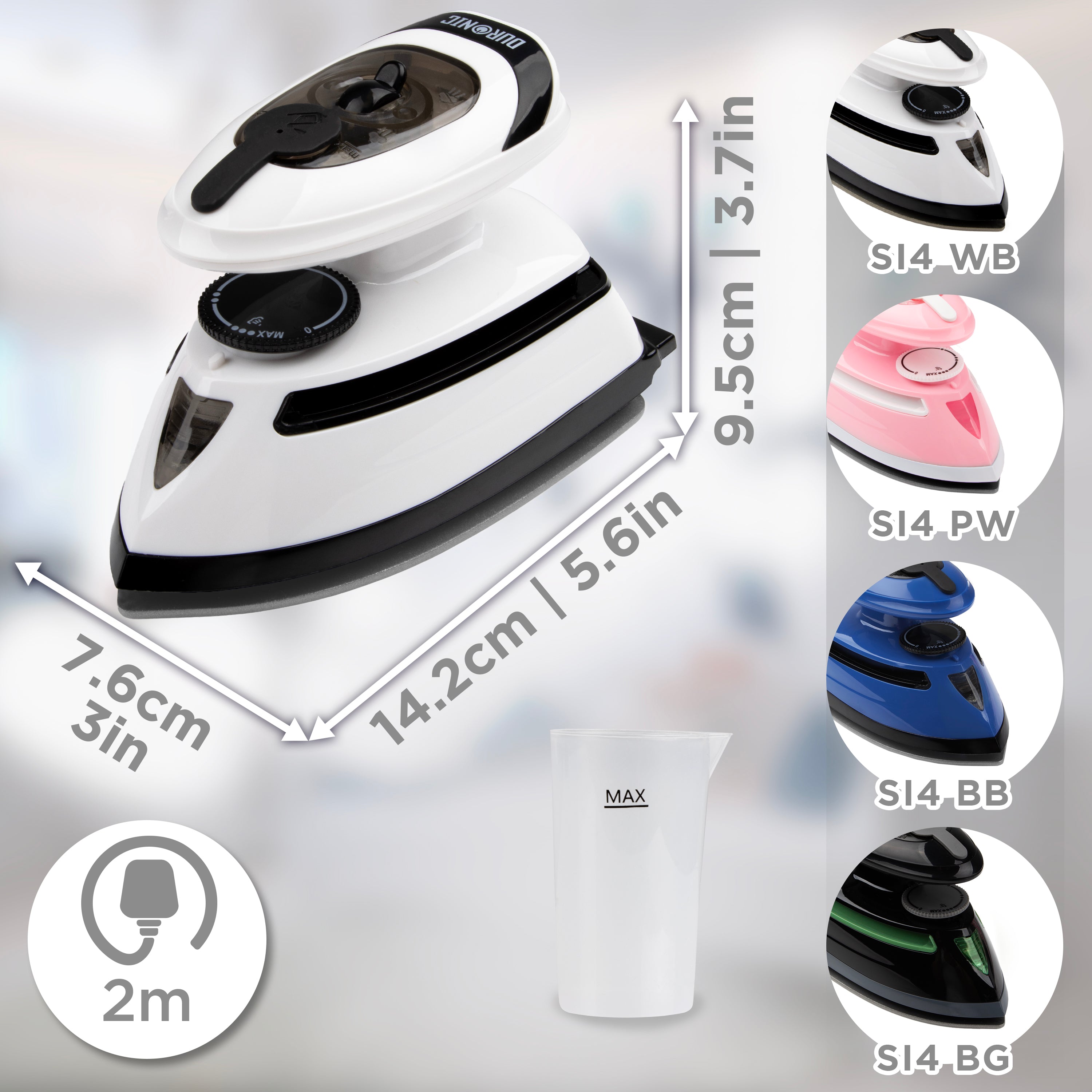 Zoomgoods Travel Iron SI4 WB Portable Steam Irons with Dual Voltage Lightweight Electric Mini Iron with Ceramic Plate 420W Compact Iron for Travelling Sewing & Holidays