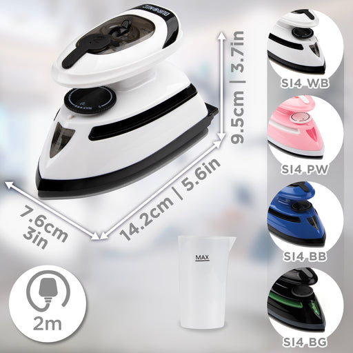 Zoomgoods Travel Iron SI4 WB Portable Steam Irons with Dual Voltage Lightweight Electric Mini Iron with Ceramic Plate 420W Compact Iron for Travelling Sewing & Holidays
