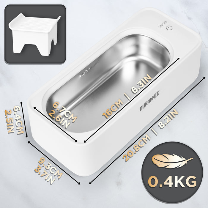 Zoomgoods Ultrasonic Cleaner UC30 Lightweight Jewellery Cleaner with 53KHz Frequency Portable 18W Watch Cleaner Versatile Retainer Cleaner with 300ml Capacity Compact Cleaner for Jewelry Denture Glasses