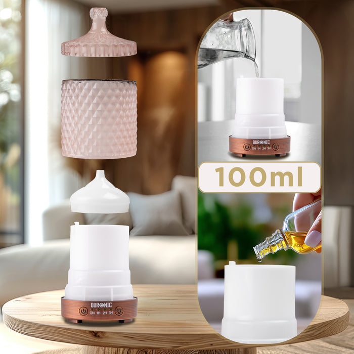 Zoomgoods Aromatherapy Diffuser AD32 100ml Electric Aroma Diffuser Compact Essential Oil DIffuser for Home Office Bedroom Spa with 7 LED Lights Oil Scented Humidifier for Relaxation Sleep