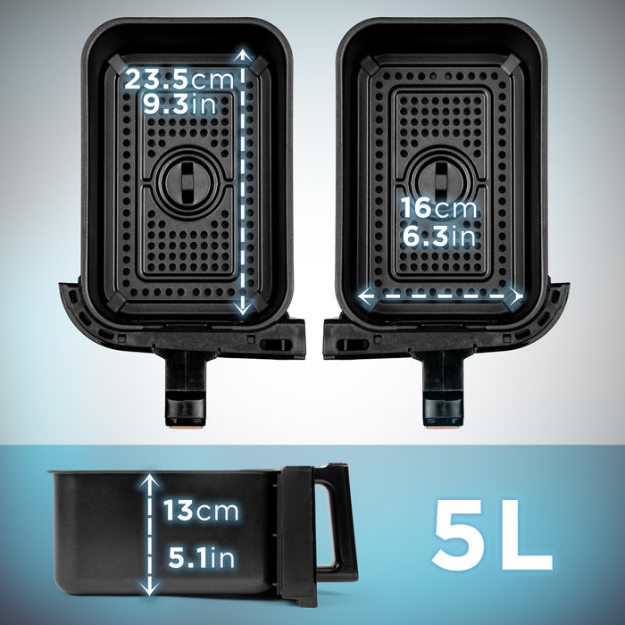 Zoomgoods Twin Drawers AFD2 BG, TWIN DRAWERS ONLY 2024 VERSION ONWARDS, 2 x 5L Drawers Specifically for the AF24 Air Fryer, Two Cooking Trays with Sync Cook and Finish for Dual Zone Air Fryer Black Gold