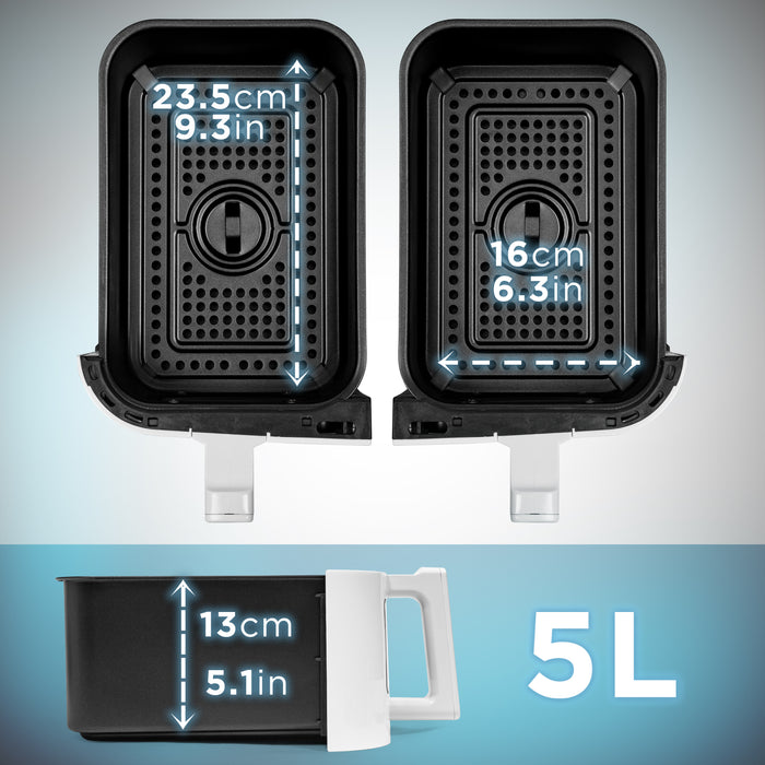 Zoomgoods Twin Drawers AFD2 WE, TWIN DRAWERS ONLY 2024 VERSION ONWARDS, 2 x 5L Drawers Specifically for the AF24 Air Fryer, Two Cooking Trays with Sync Cook and Finish for Dual Zone Air Fryer White