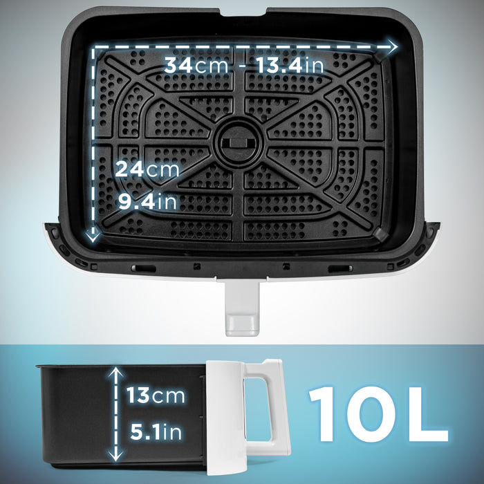 Zoomgoods Large Drawer AFD1 WE LARGE DRAWER ONLY 2024 VERSION ONWARDS, 10L Drawer Specifically for the Zoomgoods AF24 Air Fryer, One Big Sync Cook Cooking Tray for Dual Zone Air Fryer White