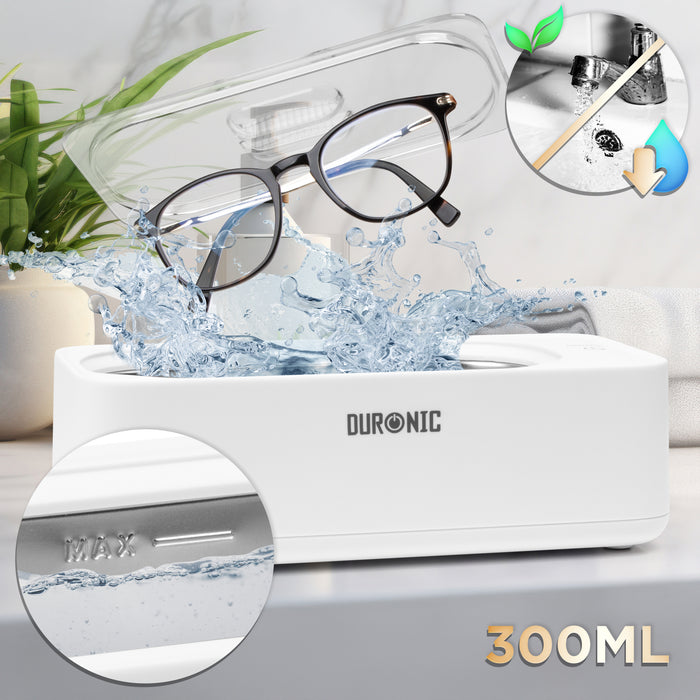 Zoomgoods Ultrasonic Cleaner UC30 Lightweight Jewellery Cleaner with 53KHz Frequency Portable 18W Watch Cleaner Versatile Retainer Cleaner with 300ml Capacity Compact Cleaner for Jewelry Denture Glasses