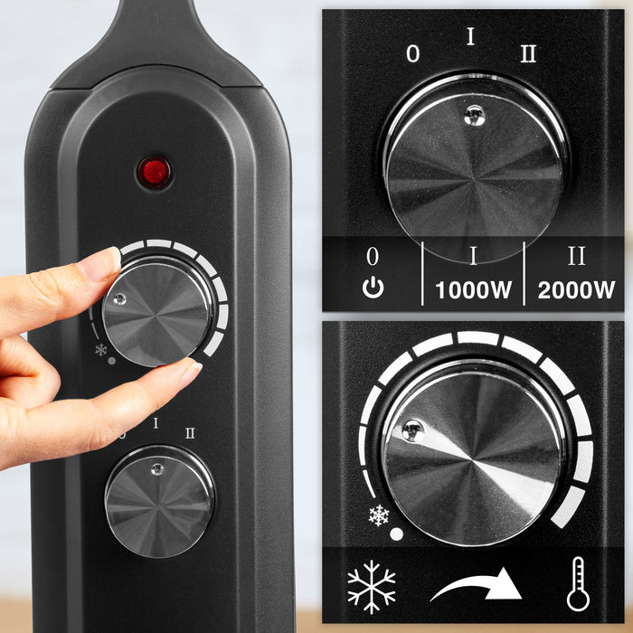 Zoomgoods Electric Heater HV180 BK Oil Free Convection Heaters, Micathermic Panel Heaters, Portable Radiator with Mica Panels Convector Radiators for Heating Up Homes, Bedrooms, Offices & Garage Spaces