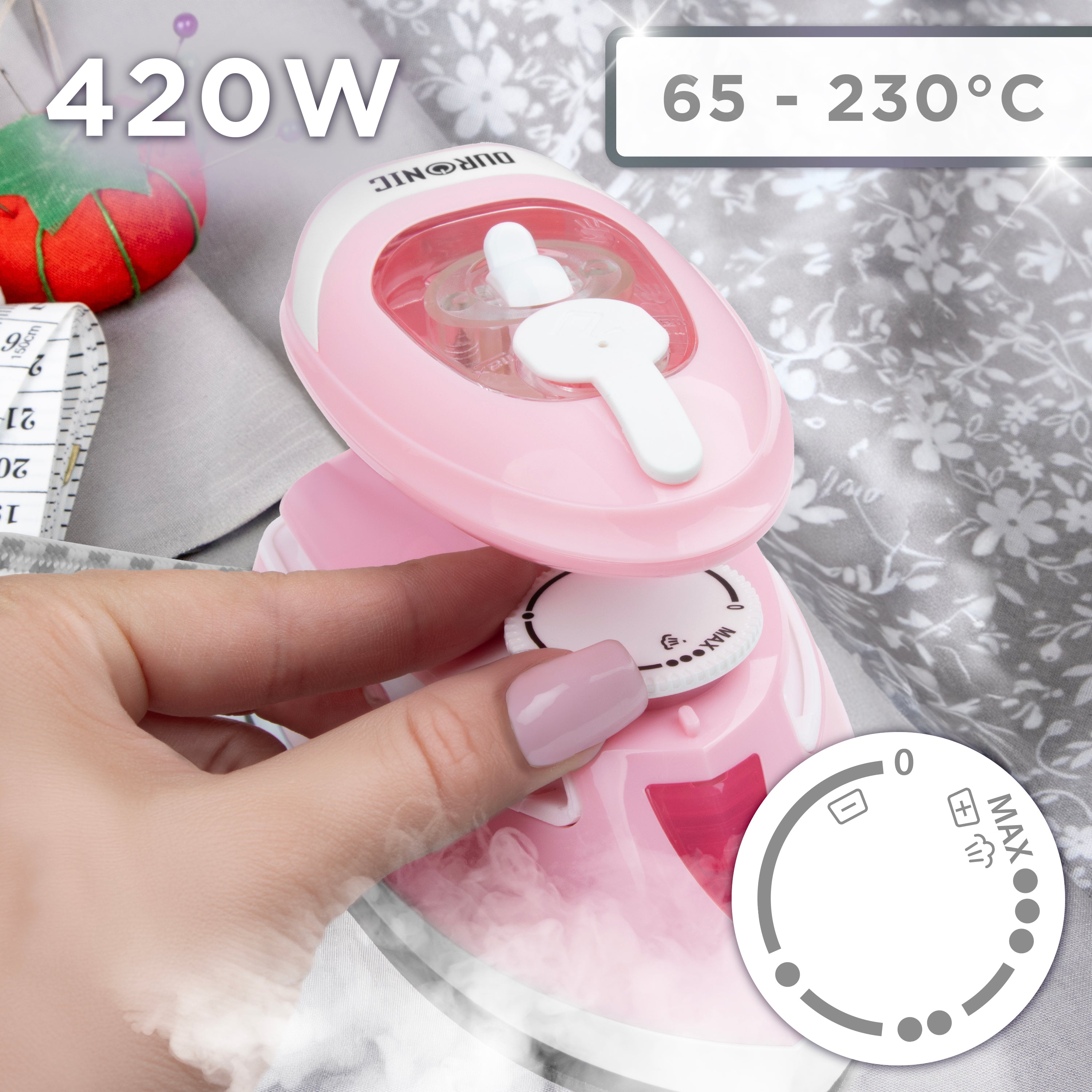 Zoomgoods Travel Iron SI4 PW Portable Steam Irons with Dual Voltage Lightweight Electric Mini Iron with Ceramic Plate 420W Compact Iron for Travelling Sewing & Holidays