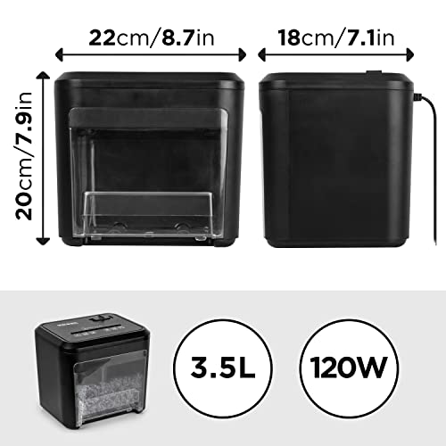 Zoomgoods Cross Cut Paper Shredder PS132 Mini Personal Data Shredders, 3 Sheet Home Office Shredding Machine for Private Documents, Privacy & Security