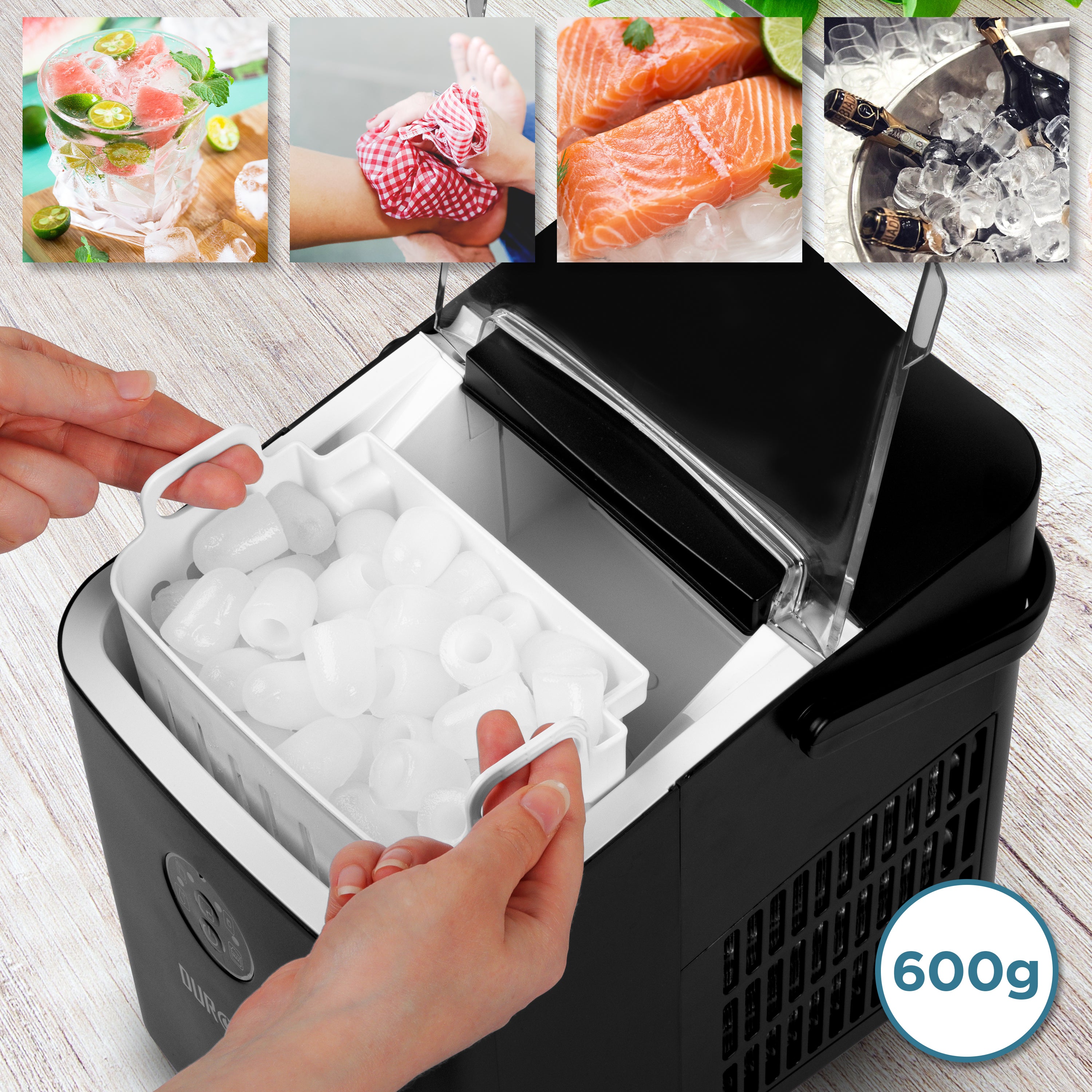 Zoomgoods Ice Maker ICM12, Fast Clear Ice Maker Machine with 6-Min Cycle, Portable Automatic Ice Cube Maker with Ice Scoop & Basket for Home, Office, Bar, BBQ Party, RV 12KG in 24H Self-Cleaning - Black