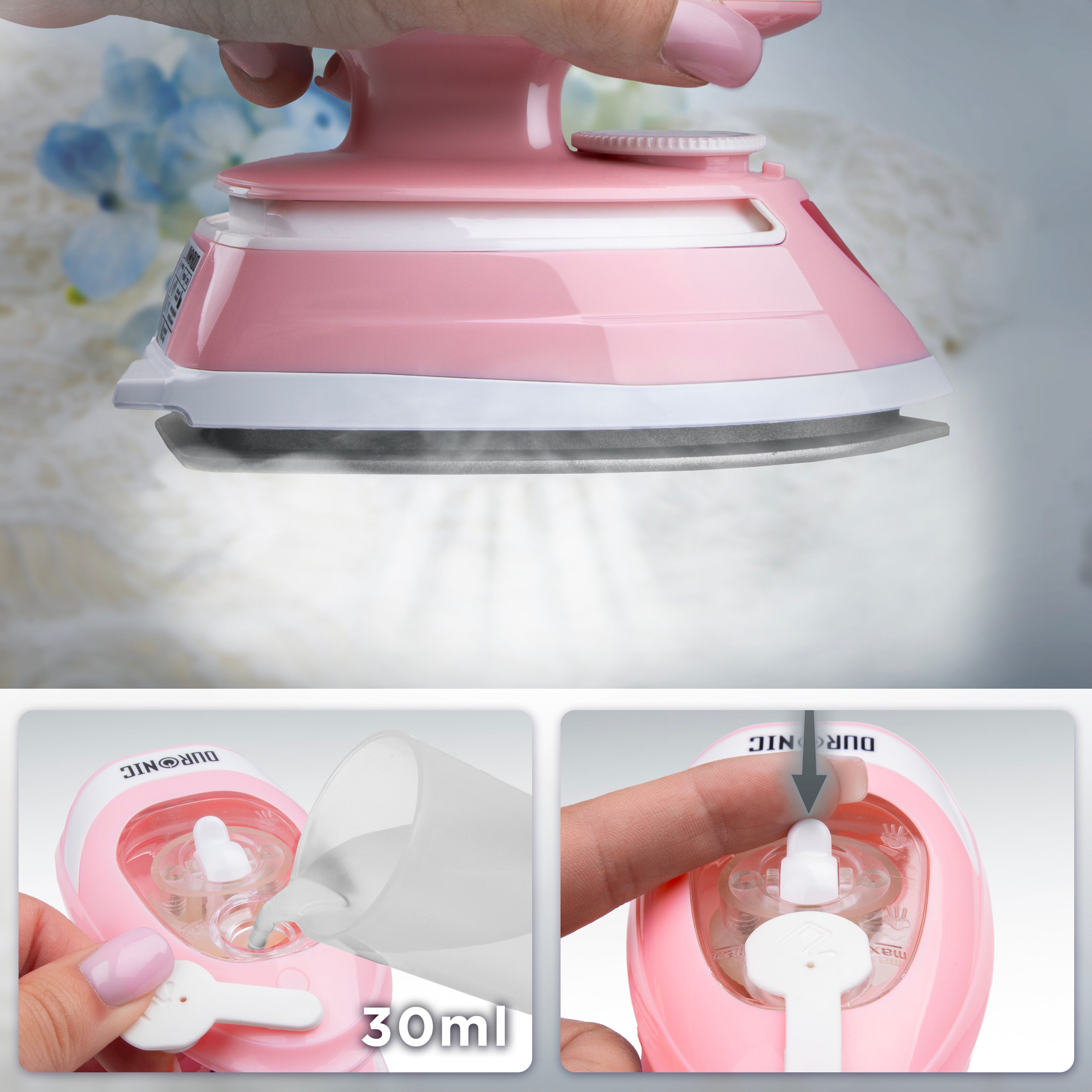 Zoomgoods Travel Iron SI4 PW Portable Steam Irons with Dual Voltage Lightweight Electric Mini Iron with Ceramic Plate 420W Compact Iron for Travelling Sewing & Holidays