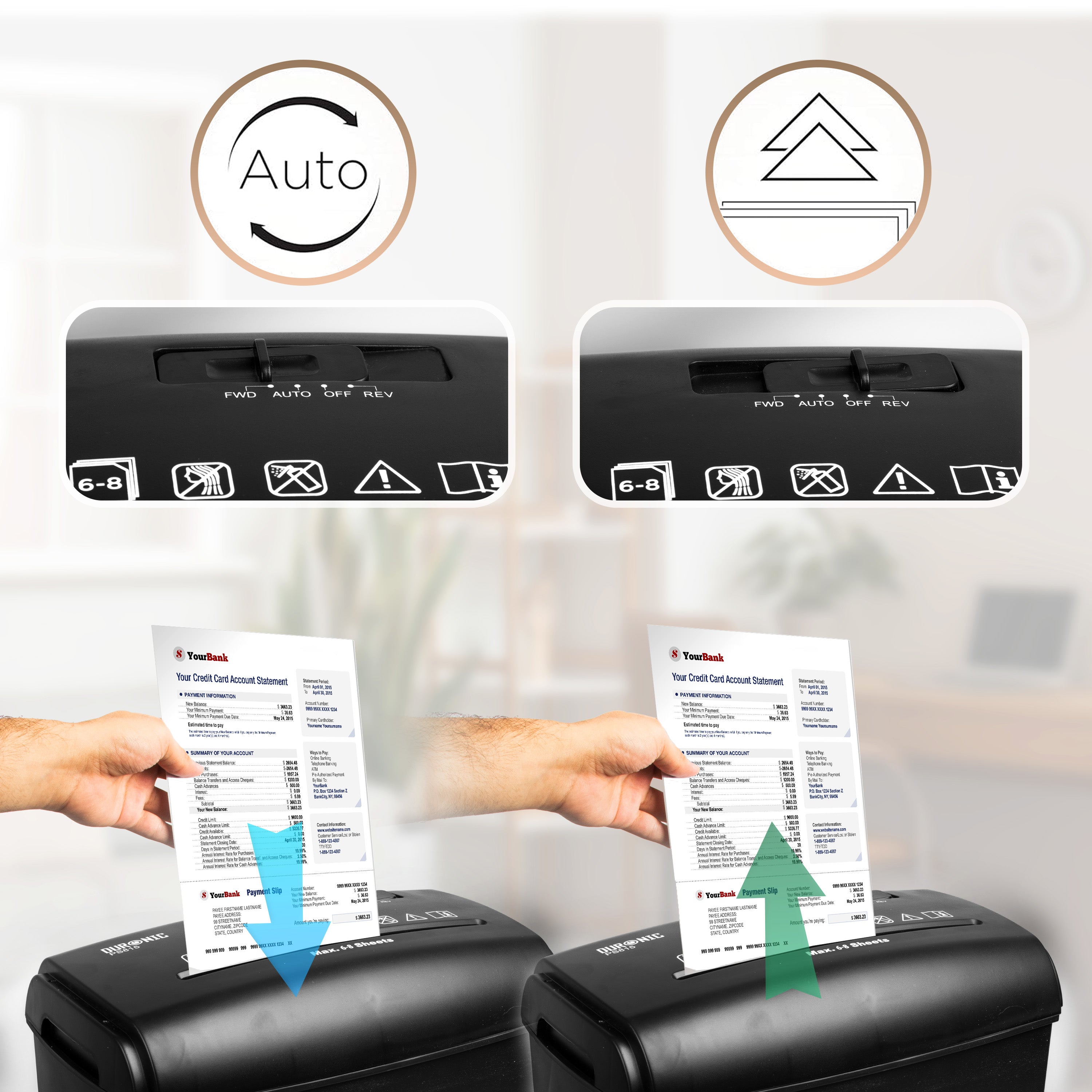 Zoomgoods Cross Cut Paper Shredder PS815, Shred 8 Sheet Heavy Duty Small Mini Electric Shredders, Data Shredding Machine for Home Office Use, Shreds Papers, Credit Cards, Envelopes, Documents - Black P4