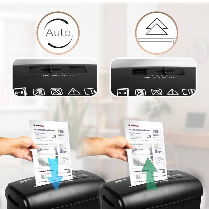 Zoomgoods Cross Cut Paper Shredder PS815, Shred 8 Sheet Heavy Duty Small Mini Electric Shredders, Data Shredding Machine for Home Office Use, Shreds Papers, Credit Cards, Envelopes, Documents - Black P4