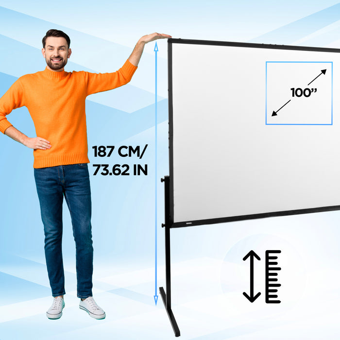 Zoomgoods Projector Screen SFPS100 BUNDLE 100” Projection Screens with Accessories Kit 16:9 Mountable Projector Screen with Tripod Hook Screw Portable Movie Screens for Home Cinema Business Presentation