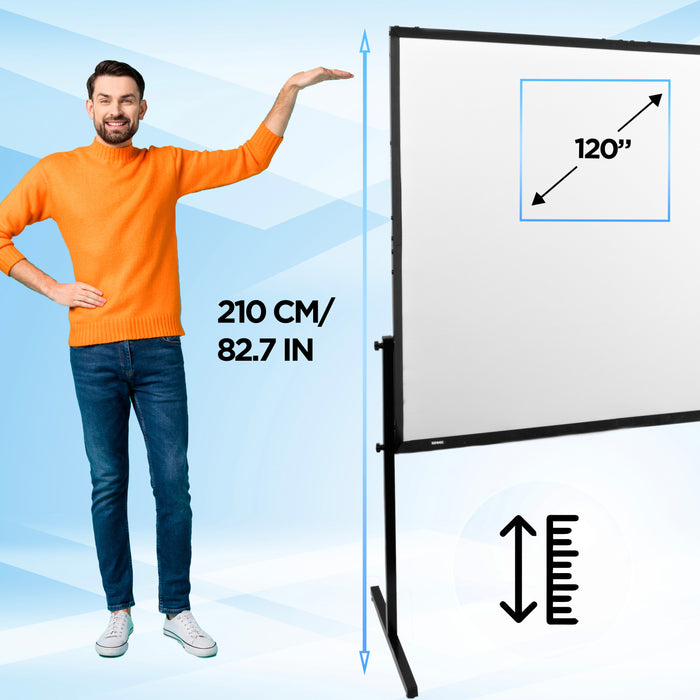 Zoomgoods Projector Screen SFPS120 BUNDLE 120” Projection Screens with Accessories Kit 16:9 Mountable Projector Screen with Tripod Hook Screw Portable Movie Screens for Home Cinema Business Presentation