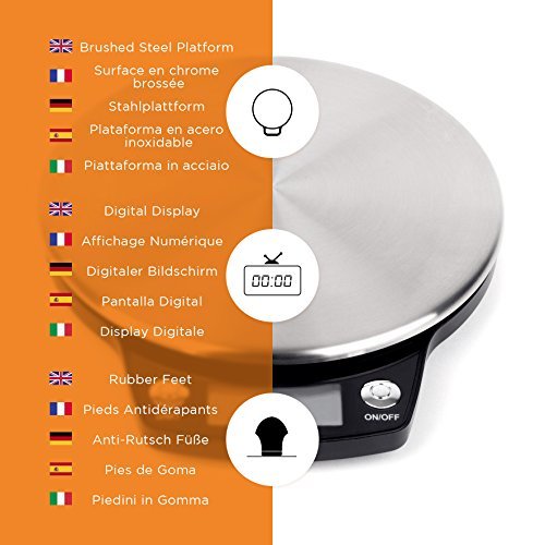 Zoomgoods Digital Kitchen Scale KS6000 RD Kitchen Scales with Bowl, Weighing Scale, Baking Scale for Cooking Baking Pet Food Postal, Food Scale Weight Scale, Electronic Scale with Backlit LCD Display