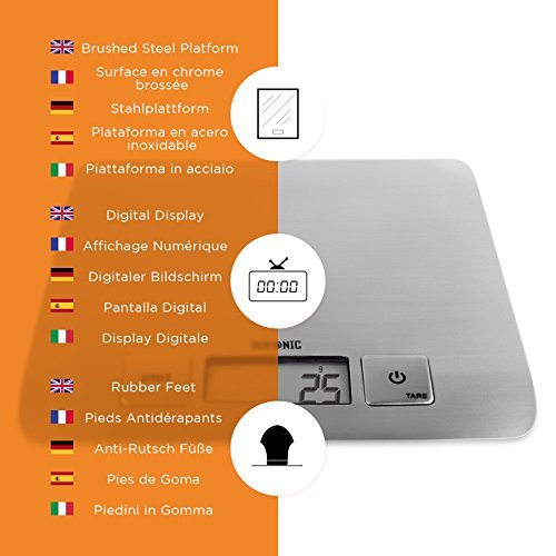 Zoomgoods Digital Kitchen Scales KS1009 Electronic Kitchen Scale Weighing Measuring Baking Scale for Office School Cooking Baking Postal Pet Food Measurement Baker Weight Scale, with Tare LCD Display