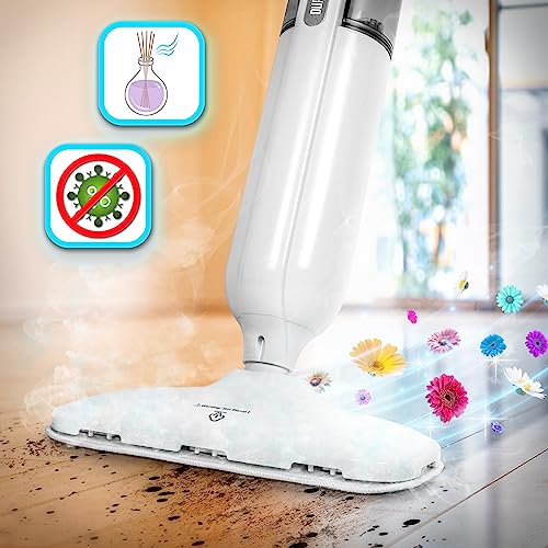 Zoomgoods Steam Mop STM11 Upright High Pressure Steamer Cleaner, Electric Steaming Cleaners Mops, for Cleaning Hard Floors Tiles Vinyl Flooring - White