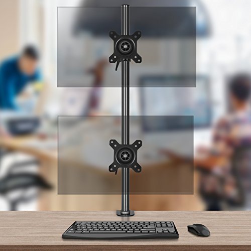 Zoomgoods Monitor Stand Dual DM35V2X1, Double Monitor Arm, Vertical Monitor Mount for Two 13-27” PC Screens, Adjustable Vertical Desk Mounts with VESA 75 100 Home Office Work Monitor Riser