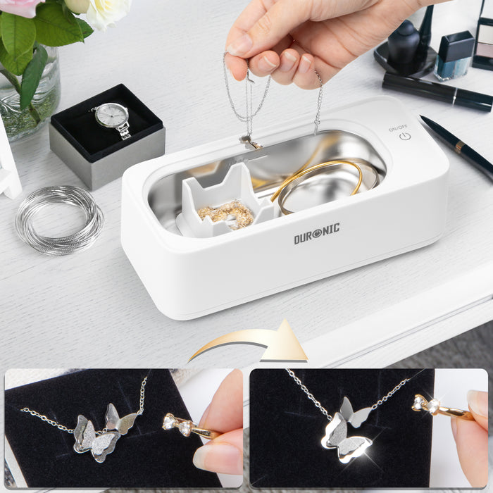Zoomgoods Ultrasonic Cleaner UC30 Lightweight Jewellery Cleaner with 53KHz Frequency Portable 18W Watch Cleaner Versatile Retainer Cleaner with 300ml Capacity Compact Cleaner for Jewelry Denture Glasses
