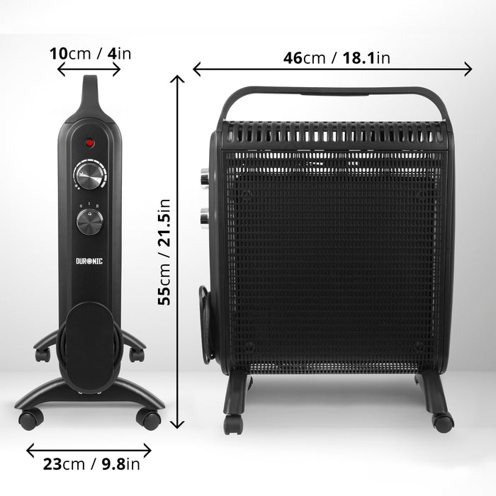 Zoomgoods Electric Heater HV180 BK Oil Free Convection Heaters, Micathermic Panel Heaters, Portable Radiator with Mica Panels Convector Radiators for Heating Up Homes, Bedrooms, Offices & Garage Spaces