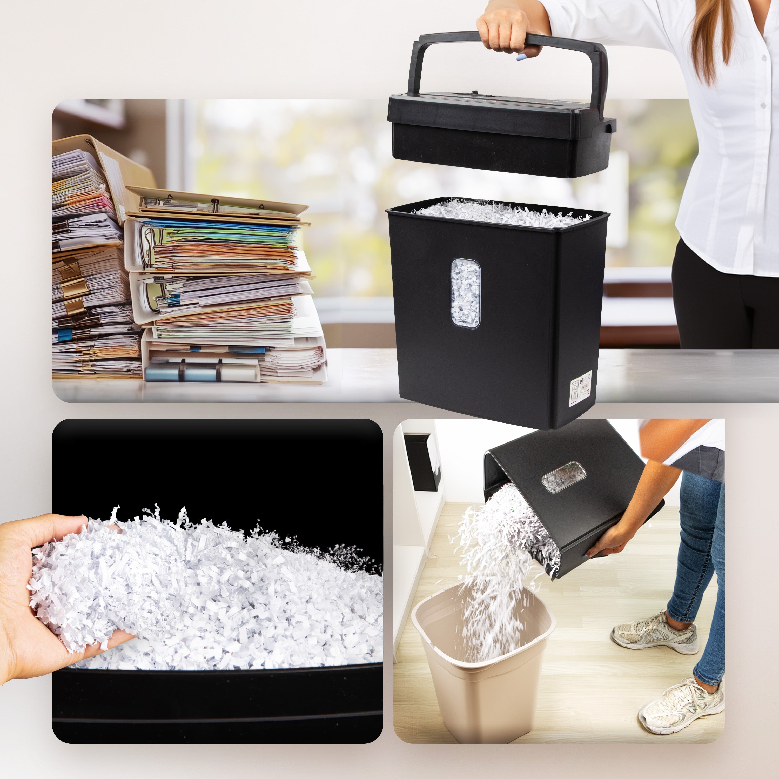 Zoomgoods Micro Cut Paper Shredder PS657, Shred 5 Sheet Heavy Duty Small Mini Electric Shredders, Data Shredding Machine for Home Office Use, Shreds Papers, Credit Cards, Envelopes, Documents - Black P4