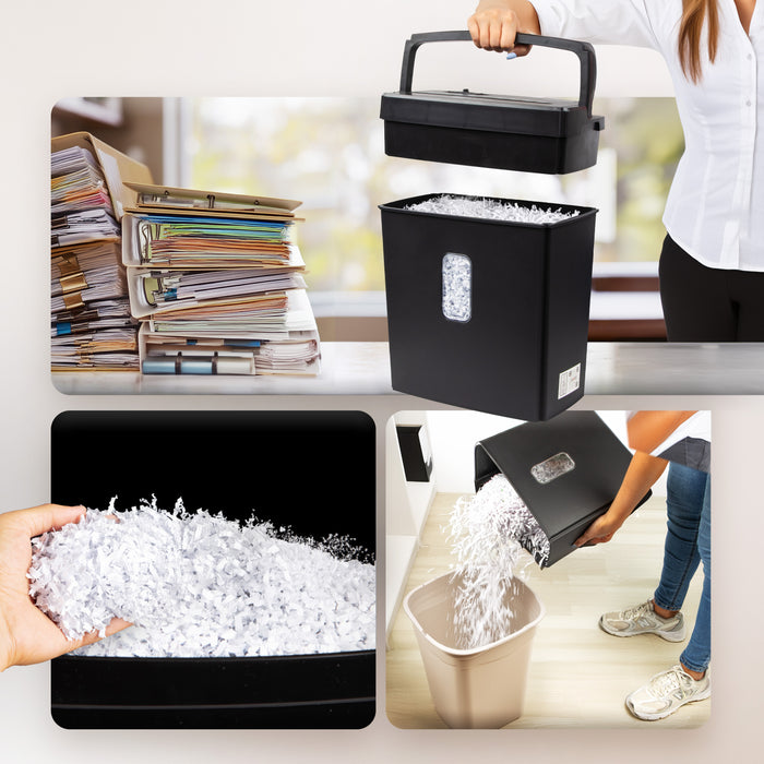 Zoomgoods Micro Cut Paper Shredder PS657, Shred 5 Sheet Heavy Duty Small Mini Electric Shredders, Data Shredding Machine for Home Office Use, Shreds Papers, Credit Cards, Envelopes, Documents - Black P4