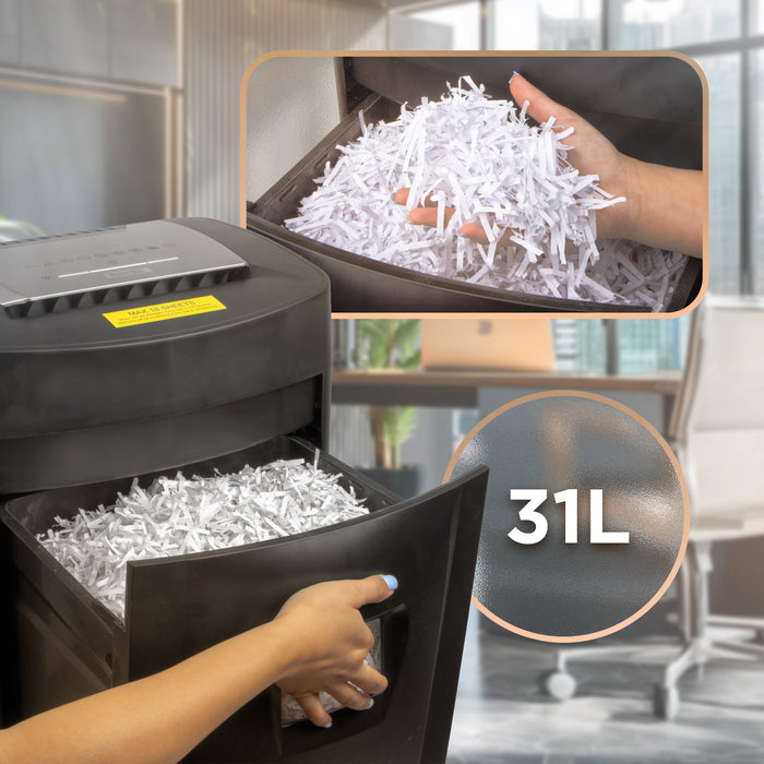 Zoomgoods 18 Sheet XXL Cross Cut Paper Shredder PS991 Extra Large Electric Paper Shredders for Home Office Heavy Duty Shredder with 31L Pull Out Bin Shred CD Card Mail Staple & Clips