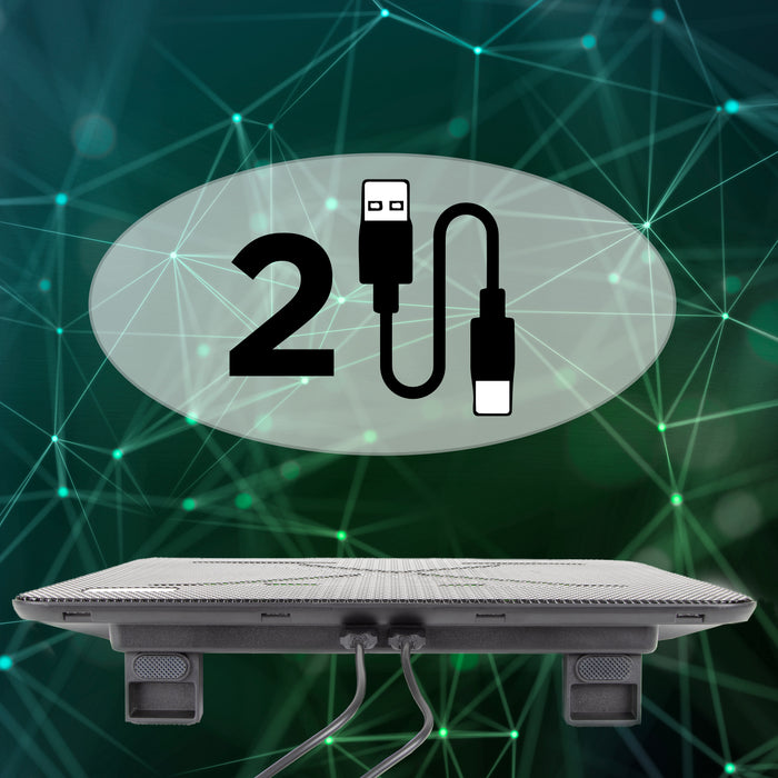 Zoomgoods Laptop Cooling Pad LC2, Ergonomic Cooler Stand for 11"-17" Laptops with Dual 1200 RPM Fans, Adjustable Height, LED Lights, Lightweight, Perfect for Work, Study, and Gaming