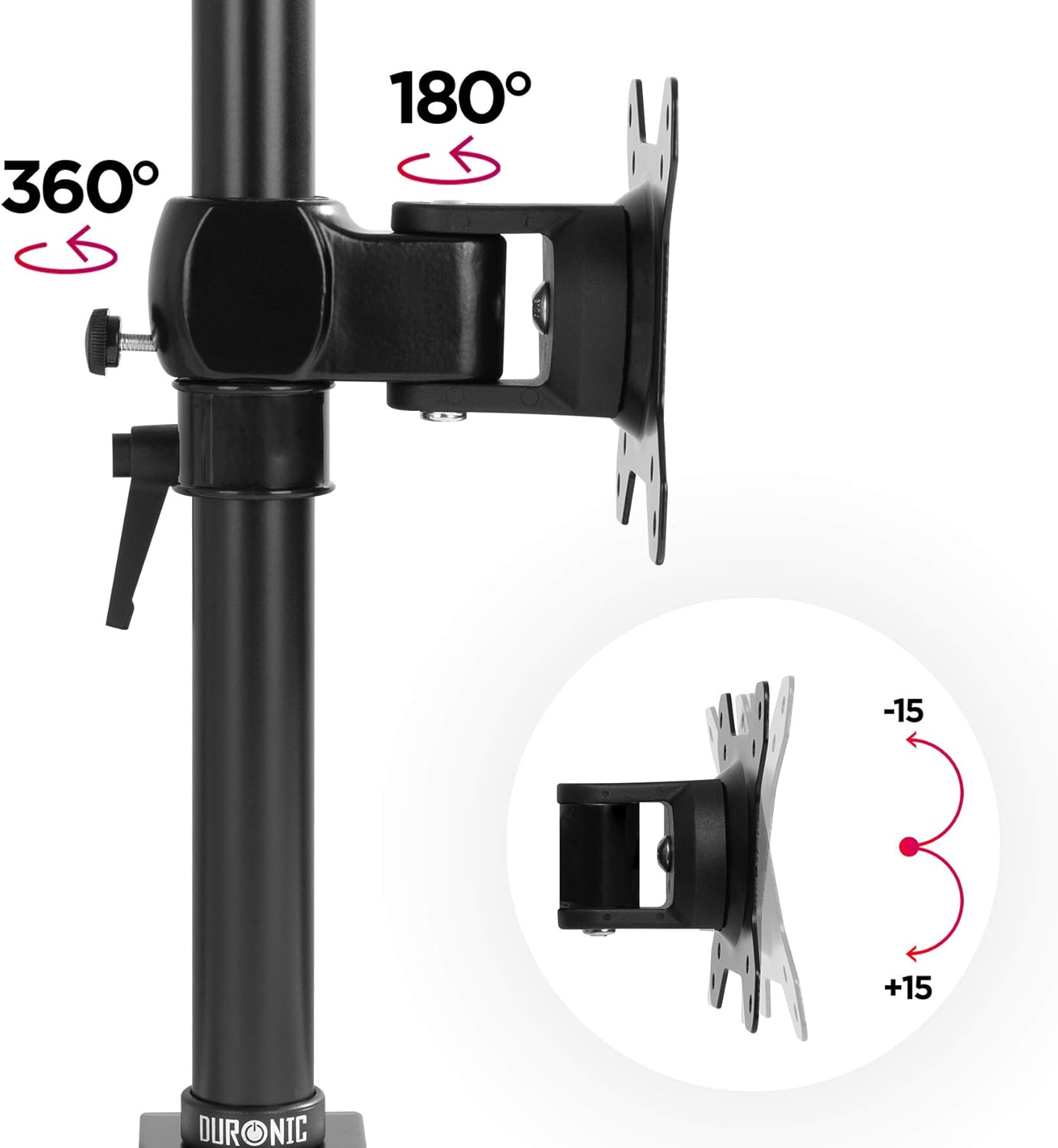 Zoomgoods Monitor Arm Single DM351X1, Single Monitor Arm Stand for One 13-27” PC Screen, Monitor Stand with VESA 75 100, Desk Monitor Mount with 10kg Capacity for Home Office Work