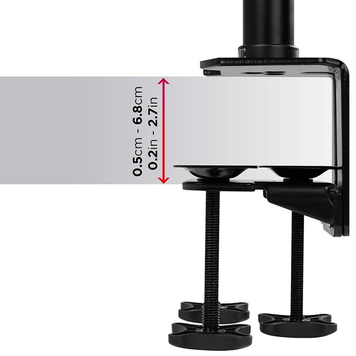 Zoomgoods Monitor Arm Stand DM454 | Quad PC Desk Mount | Aluminium | Height Adjustable | For Four 15-27 LED LCD Screens | VESA 75/100 | 5kg Per Screen | Tilt -90°/+45°, Rotate 360°