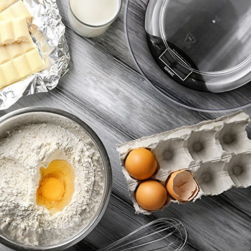 Zoomgoods Digital Kitchen Scale KS3000 Kitchen Scales with Bowl, Weighing Scale, Baking Scale for Cooking Baking Pet Food Postal, Food Scale Weight Scale, Electronic Scale with Backlit LCD Display