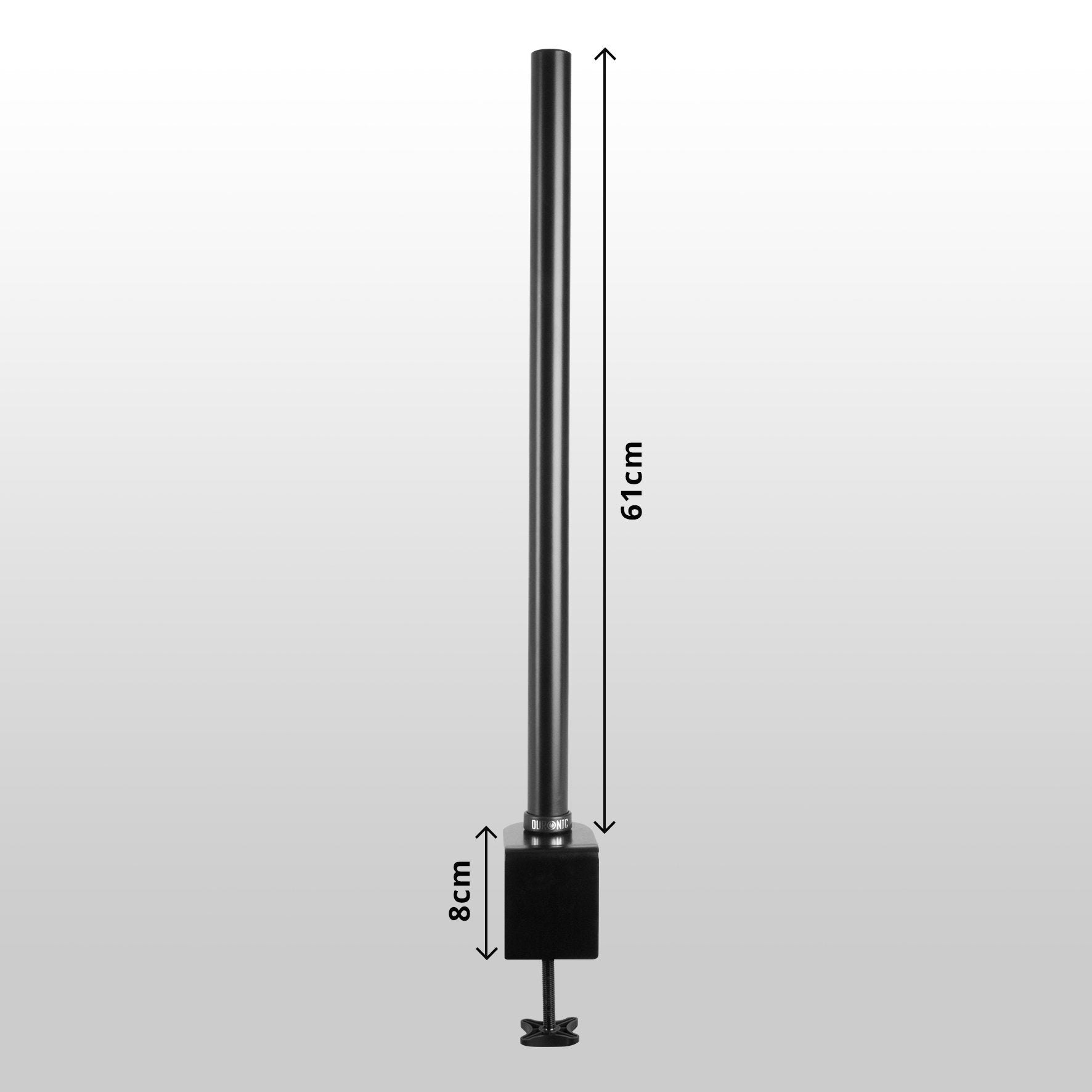Zoomgoods DM15 DM25 DM35 60cm Pole BLACK | Compatible with All Zoomgoods Monitor Desk Mount Arms | Black | Steel | Long | 600mm Length | 32mm Diameter | Clamp Included